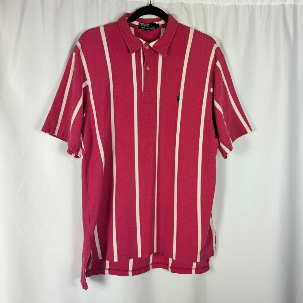 Polo by Ralph Lauren Pink and White Striped Polo Shirt